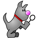 Muttlight's icon: a cartoon dog holding a magnifying glass