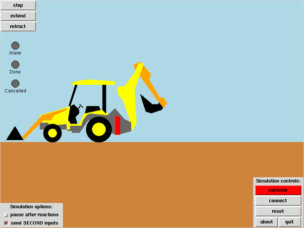 Figure 1: Screenshot of simulator screenshot of the backhoe simulator.