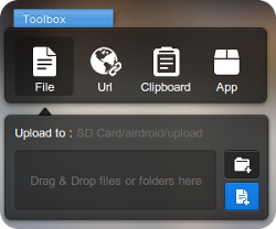 Screenshot of the AirDroid upload panel.