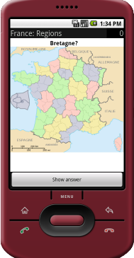 Screenshot of a card with a map-based question.