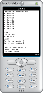 Screenshot of the statistics screen within Mnemojojo.