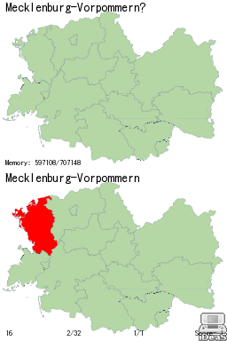 Figure 4a: Where is Mecklenburg-Vorpommern? Screenshot from ndsrs showing flash card of German state.